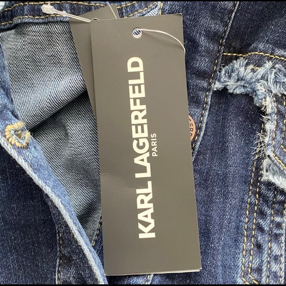 NEW Karl Lagerfeld Paris Denim Jacket frayed M - Picture 8 of 8